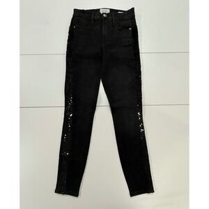 FRAME Le High Skinny Sequin Tux Black Jeans Denim Women's Size 26 (202)